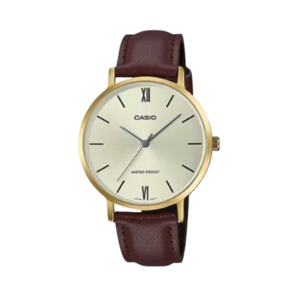 Casio General LTP-VT01GL-9B Dark Brown Leather Band Women Watch